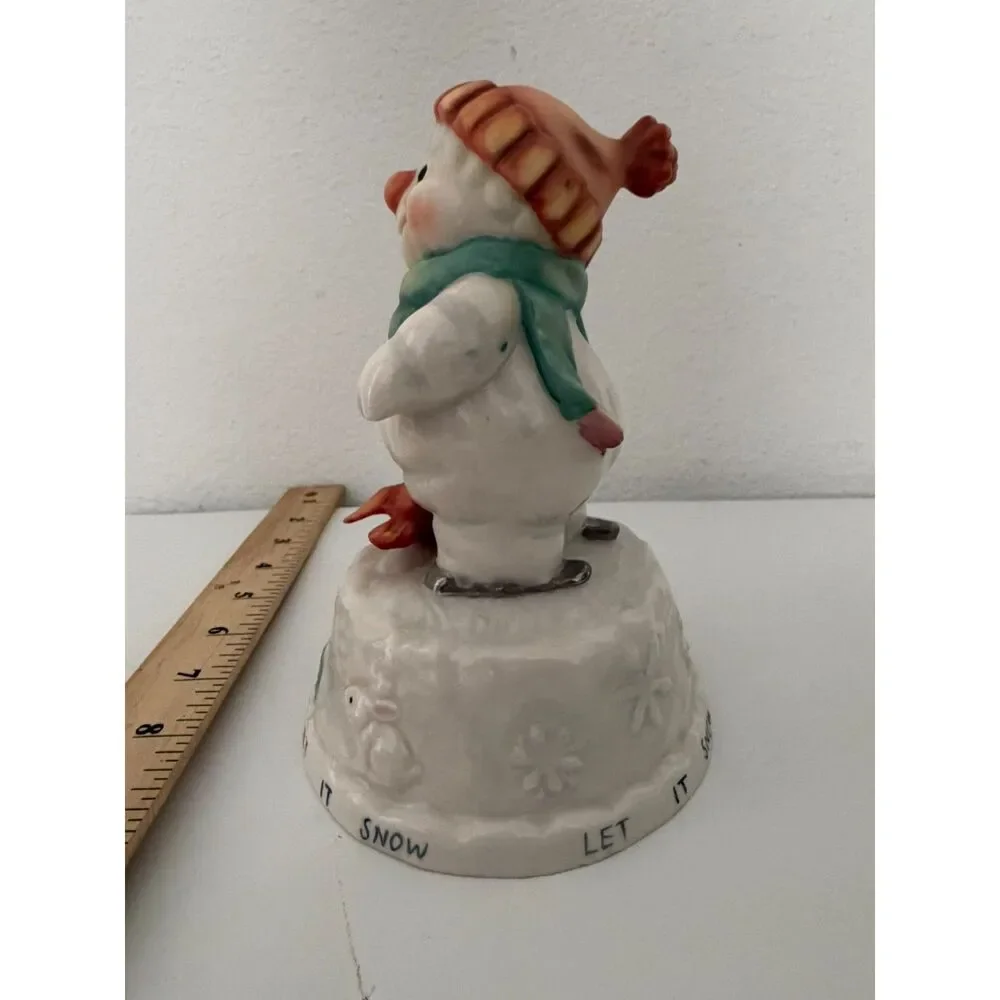 vtg snowman and cardinal music box with 